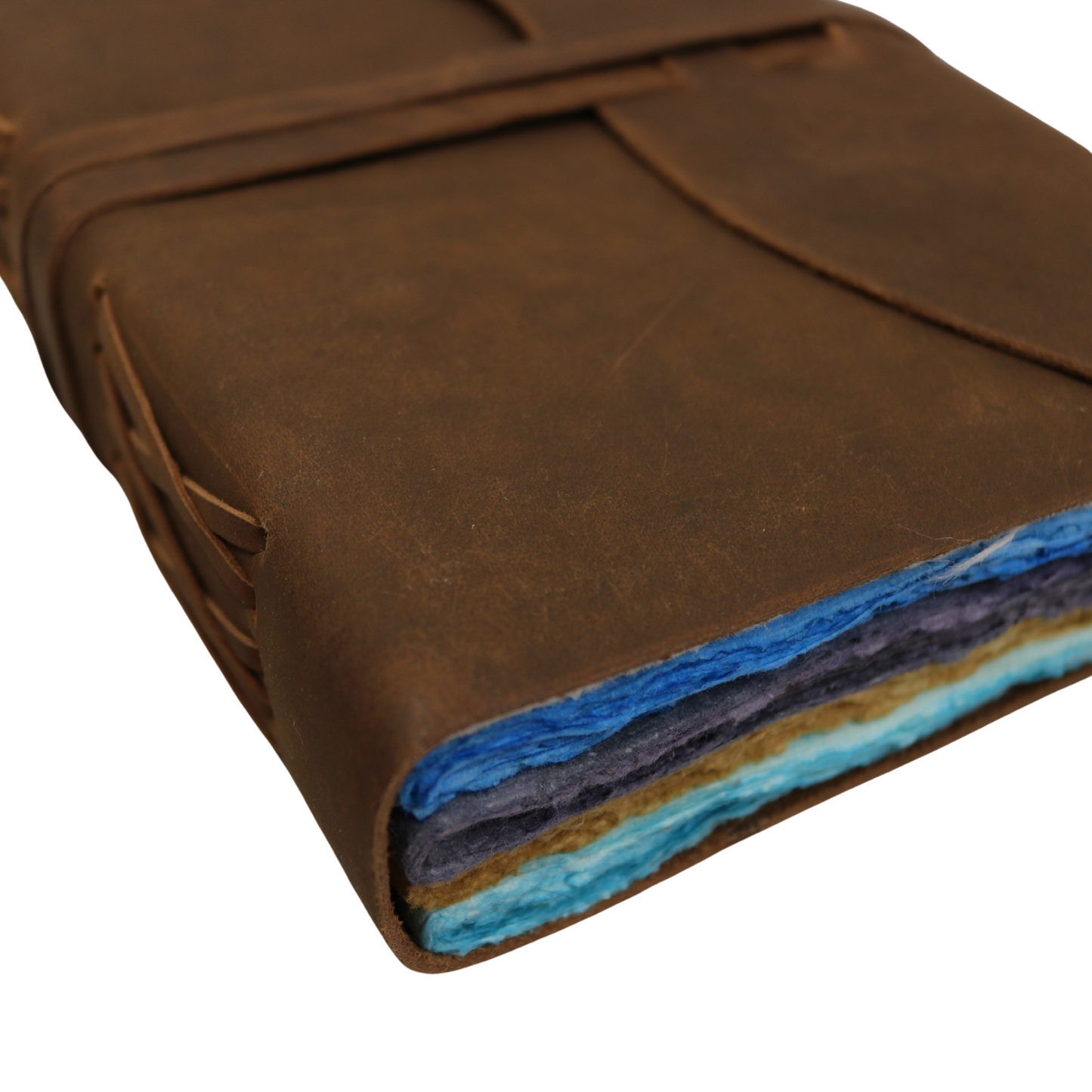 Rustic Leather Journal with Multicoloured Pages 6" X 8" Notebook Bound Book