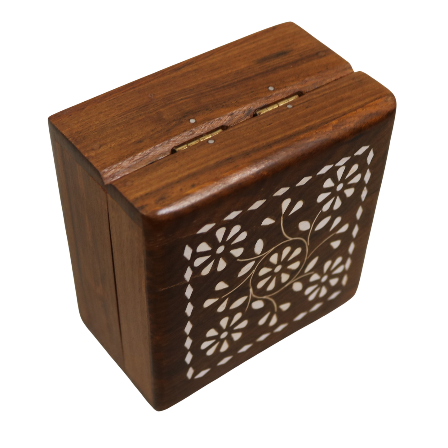 White Inlay Indian Wood Rosewood Storage Keepsake Wooden Decorative Box