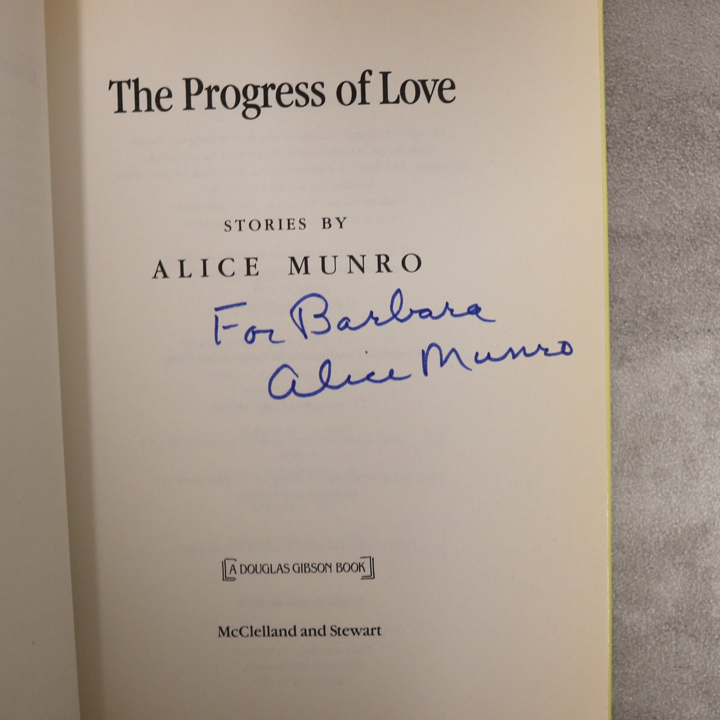 Progress of Love Alice Munro Canada Canadian Fiction Short Story Writer Author Book