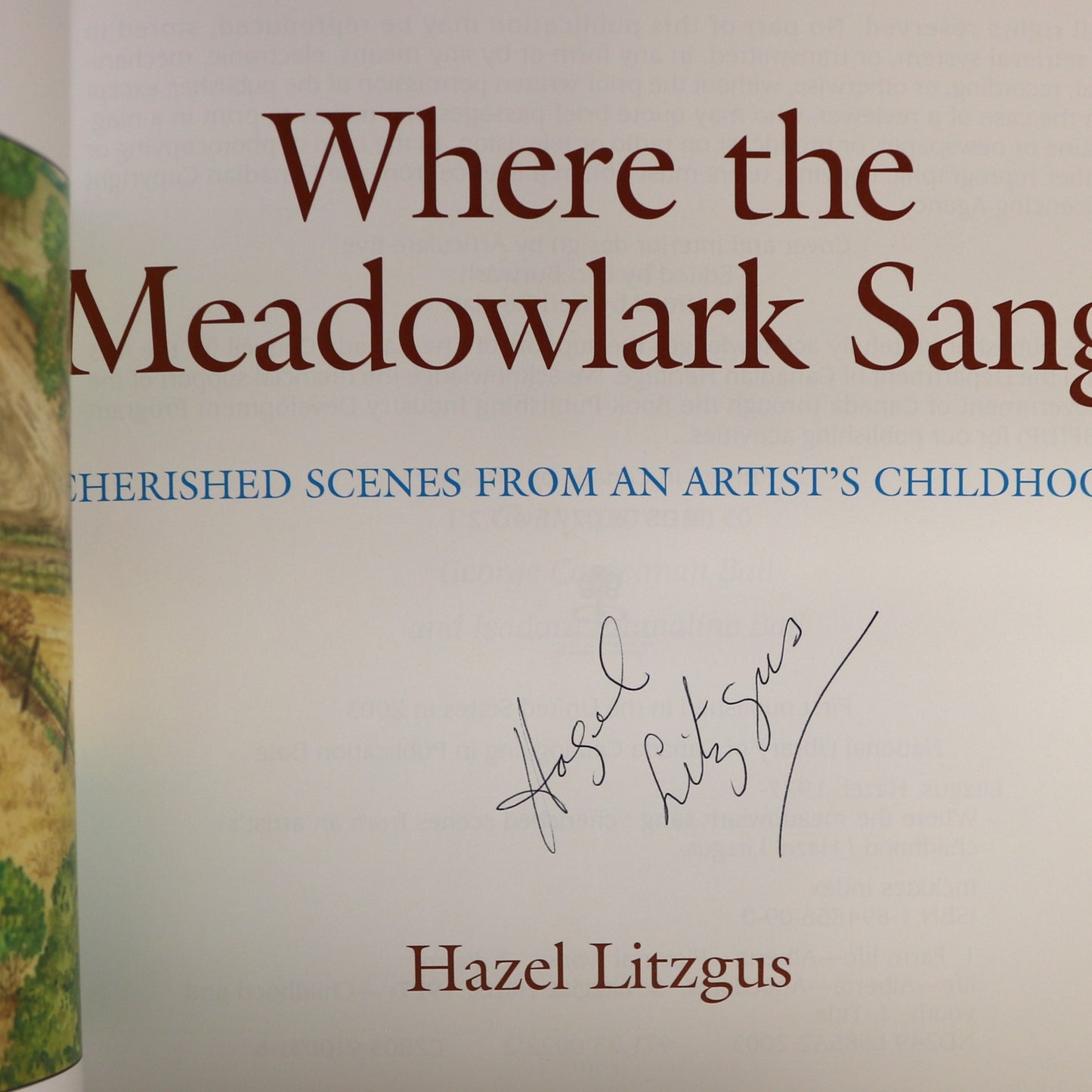 Where the Meadowlark Sang Hazel Litzgus Alberta Canada Canadian Artist Art Book