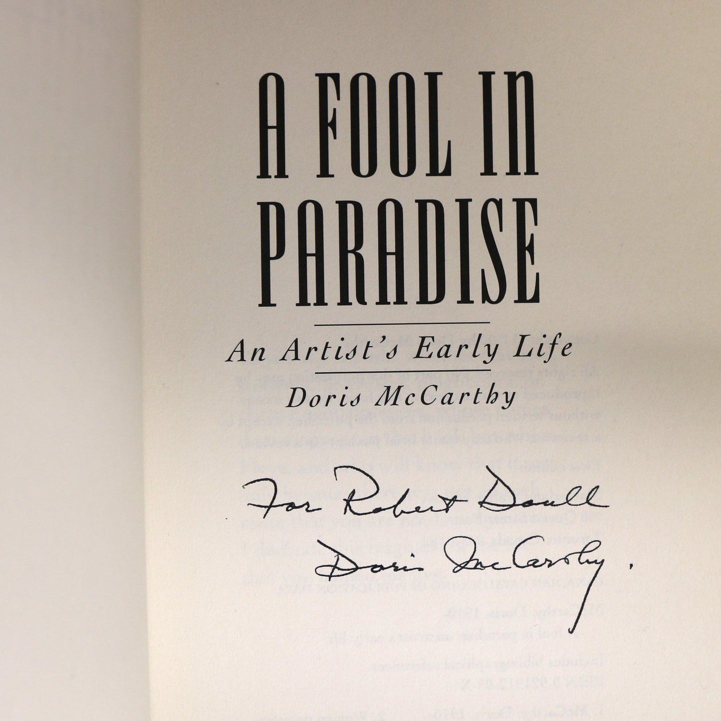 Fool in Paradise Doris McCarthy Canada Canadian Artist Painter Art Autobiography Book