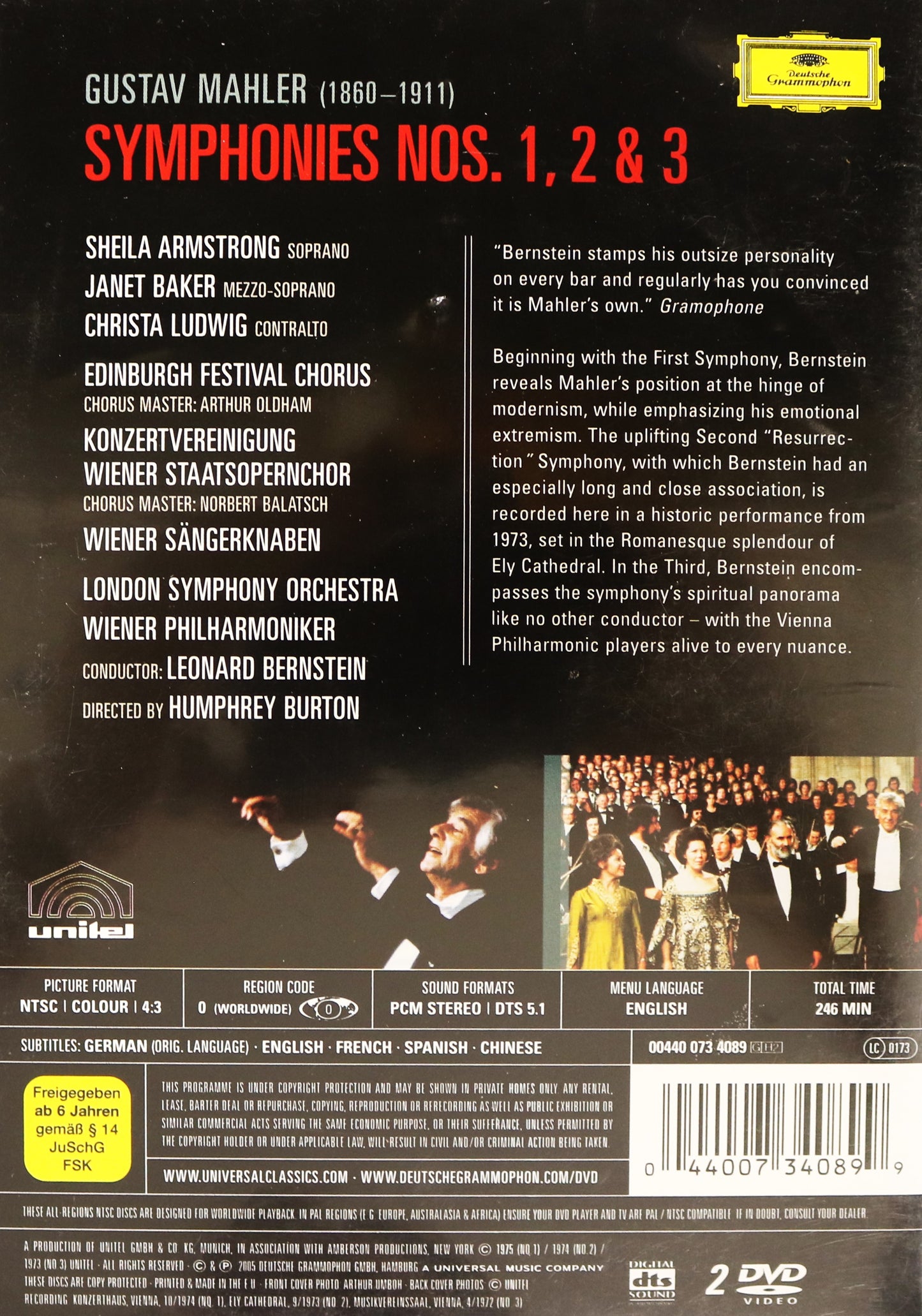 Bernstein Mahler Symphonies 1,2 & 3 London Symphony Orchestra Recorded DVD