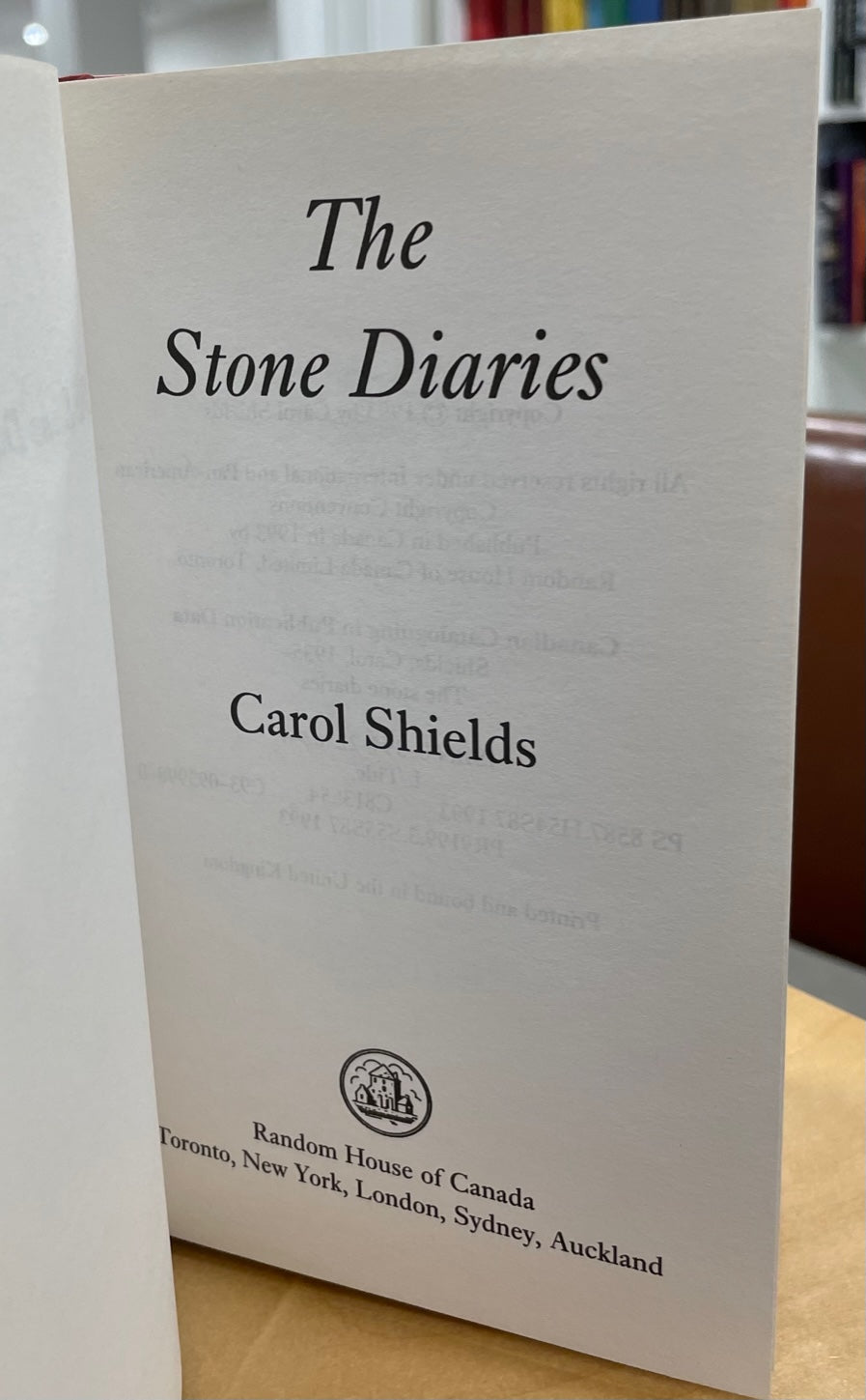 The Stone Diaries Carol Shields First Edition Novel Fiction Used Book