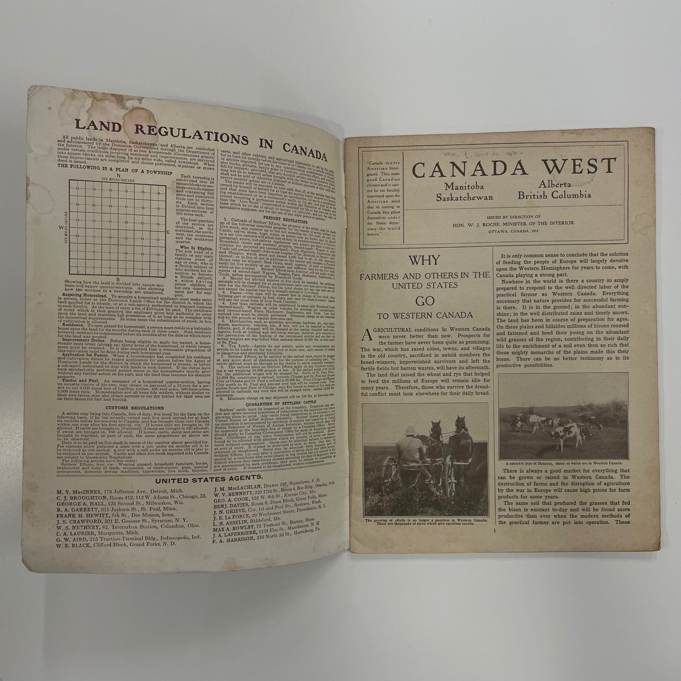 Canada West 1915 Alberta Saskatchewan Manitoba History Pamphlet Settler Magazine