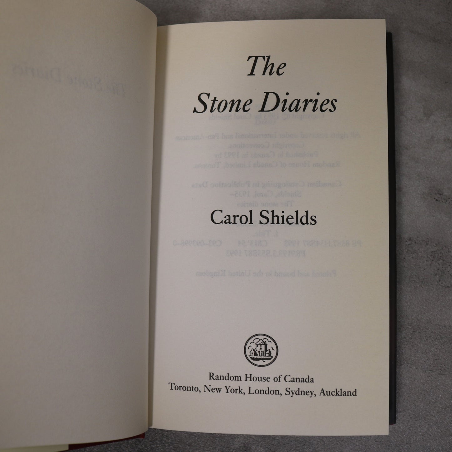 The Stone Diaries Carol Shields First Edition Novel Fiction Used Book 1st Edition