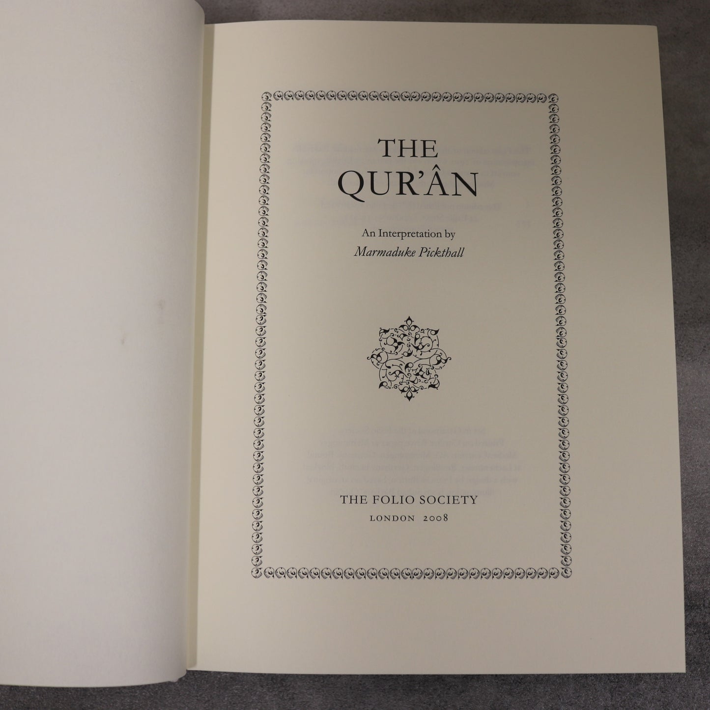 The Qur'an Koran The Folio Society 2nd Printing Marmaduke Pickthall Book