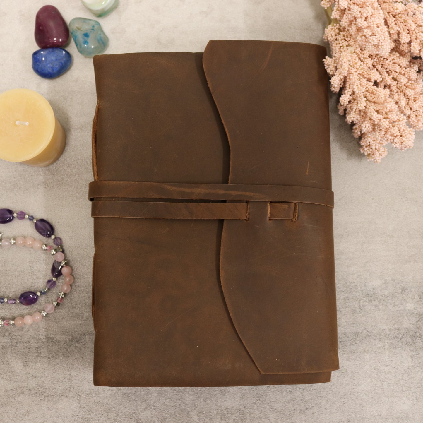 Rustic Leather Journal with Multicoloured Pages 6" X 8" Notebook Bound Book