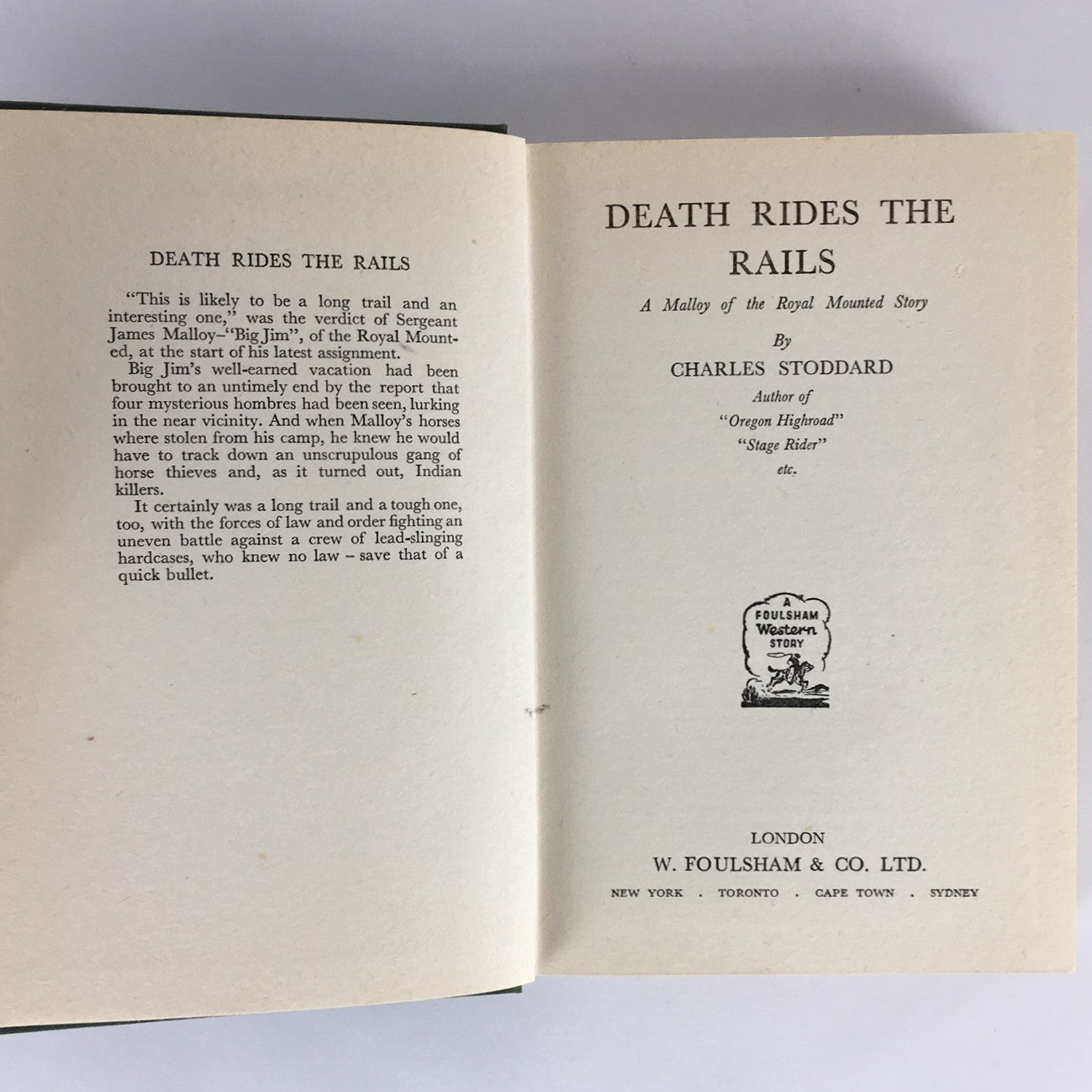 Death Rides the Rails Charles Stoddard RCMP Mountie Fiction Book