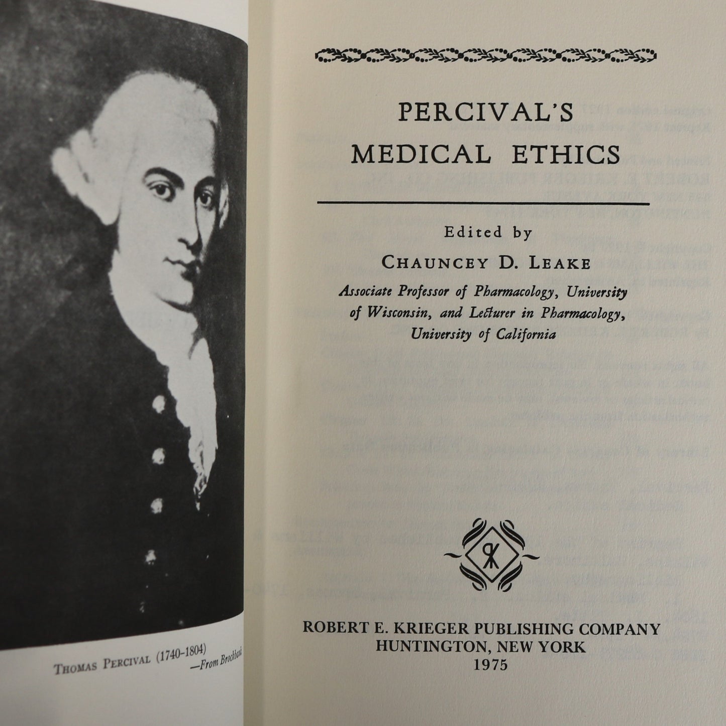 Thomas Percival Medical Ethics Medicine History Used Book